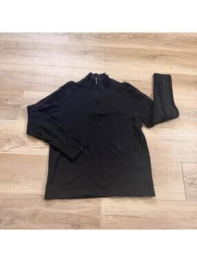 Marvin Richards 1/4 Zip Black Pullover Sweater 100% Cotton Men's S